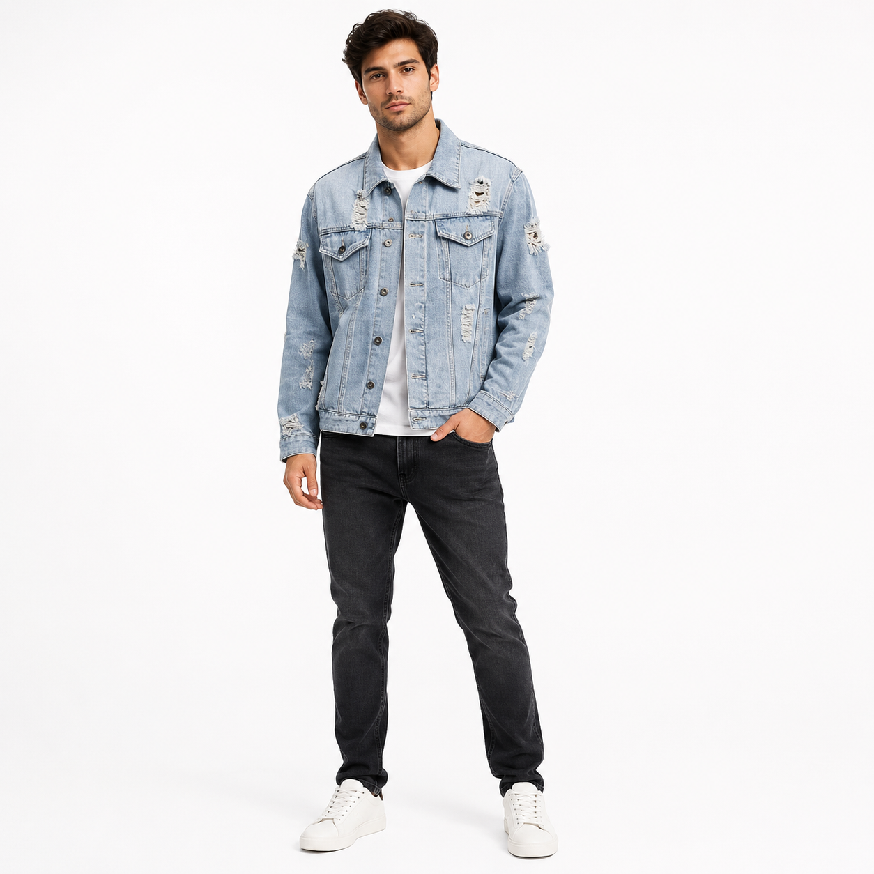 HME Men's Original Light Blue Denim Trucker Jacket