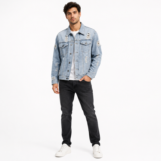 HME Men's Original Light Blue Denim Trucker Jacket