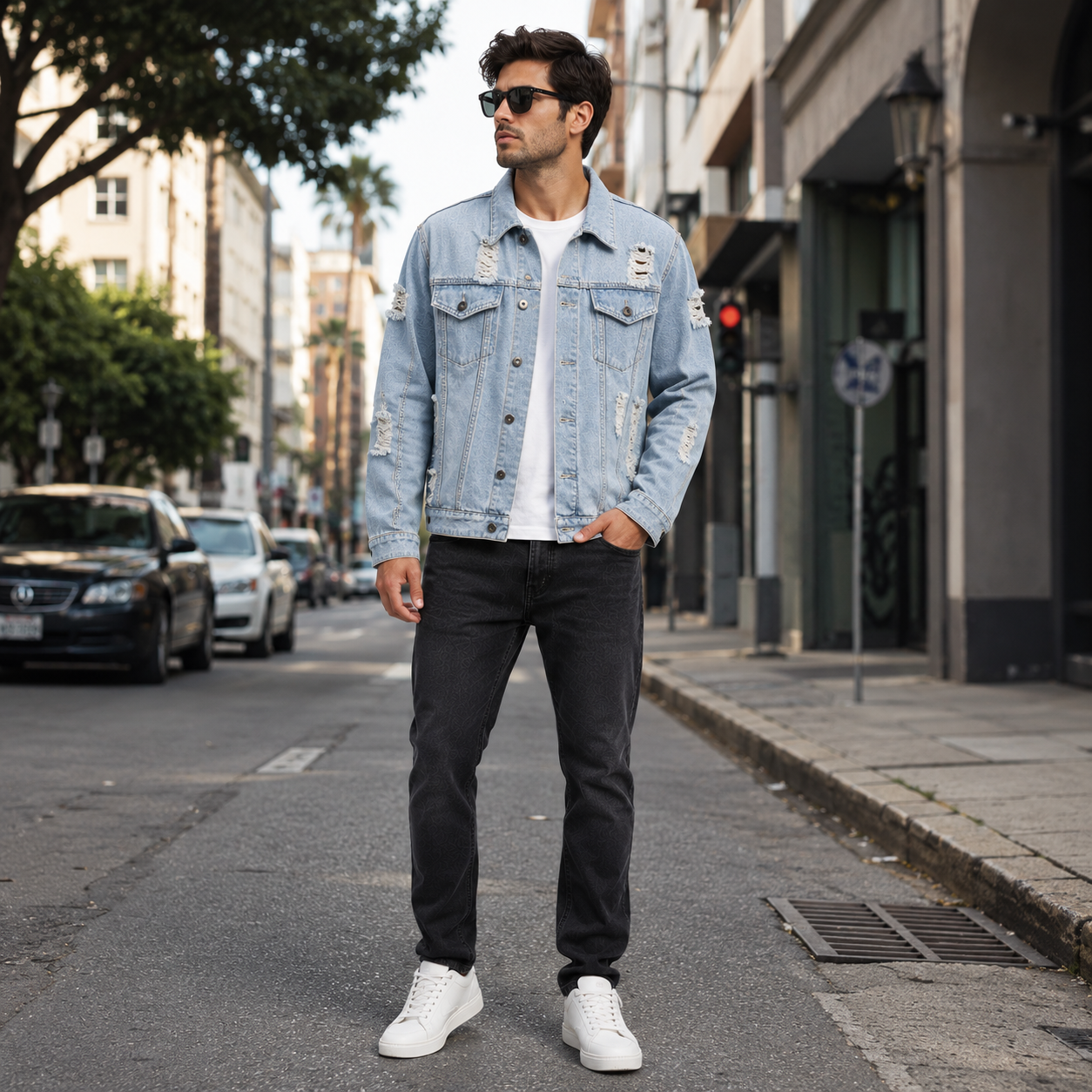 HME Men's Original Light Blue Denim Trucker Jacket