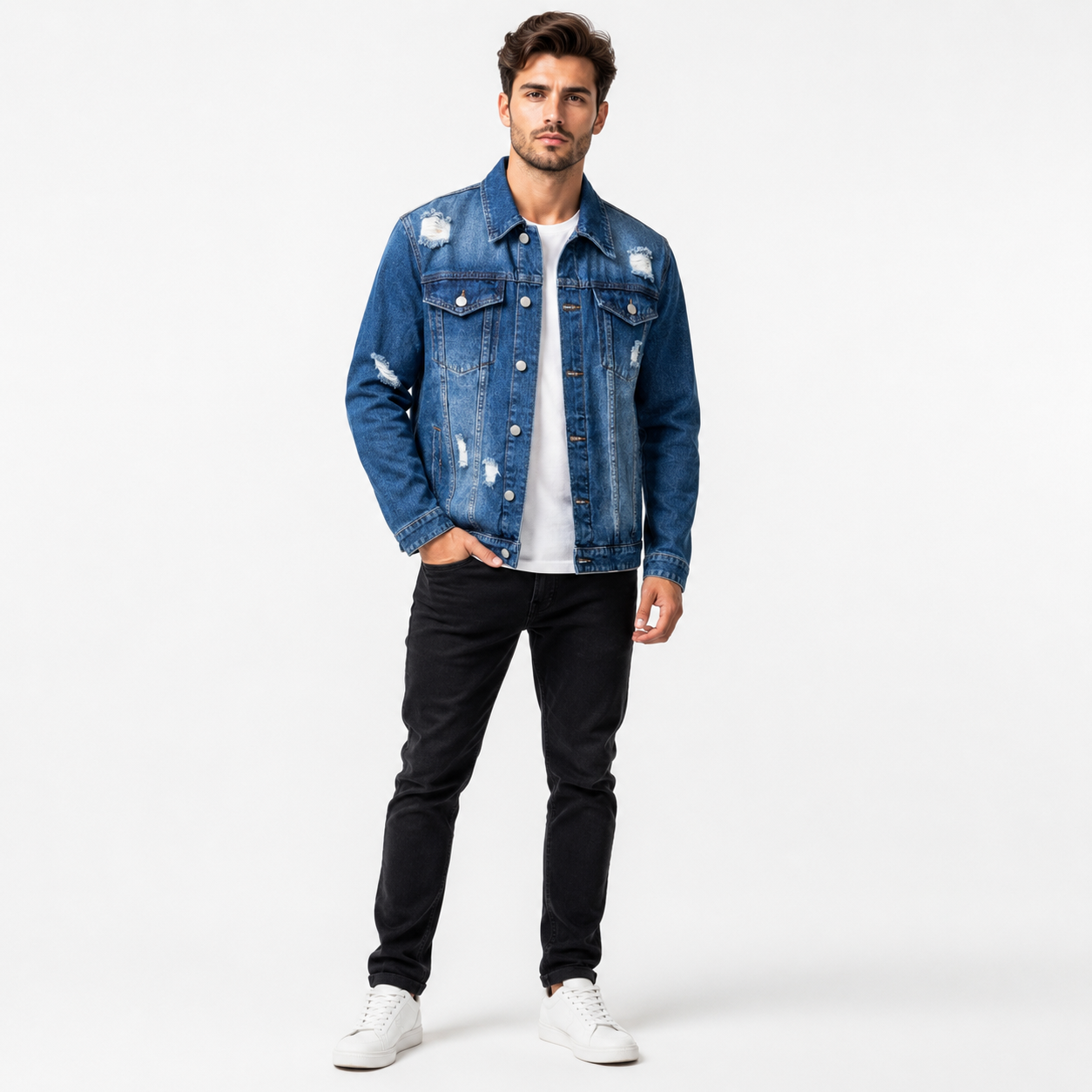 HME Men's Signature Dark Blue Denim Trucker Jacket