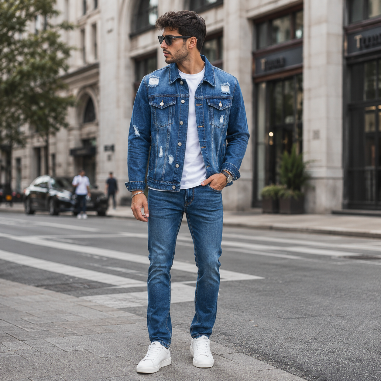 HME Men's Signature Dark Blue Denim Trucker Jacket