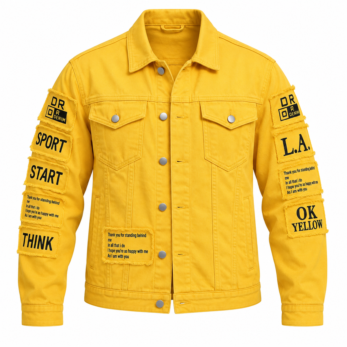 HME Men's Classic Yellow Denim Trucker Jacket