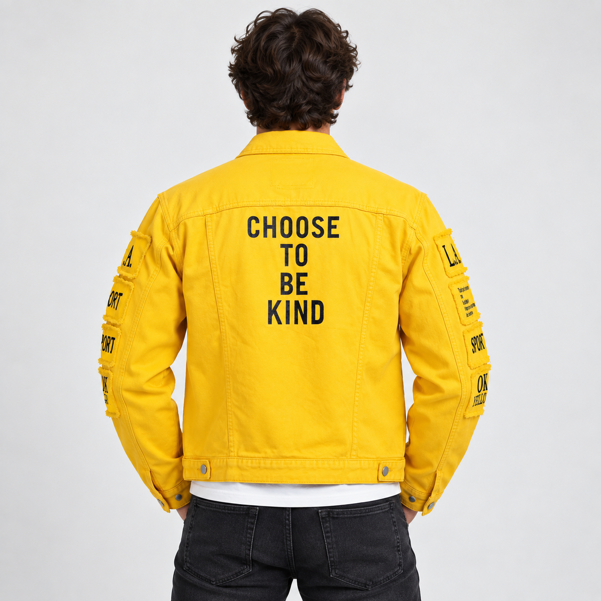 HME Men's Classic Yellow Denim Trucker Jacket