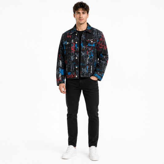 HME Men’s Icon Black Denim Trucker Jacket