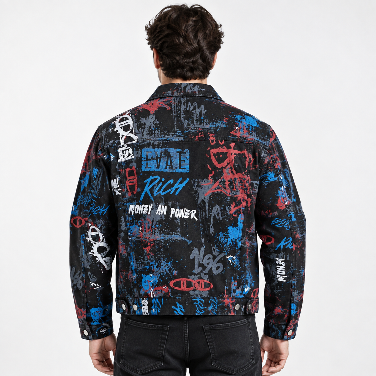 HME Men’s Icon Graphic Black Denim Trucker Jacket