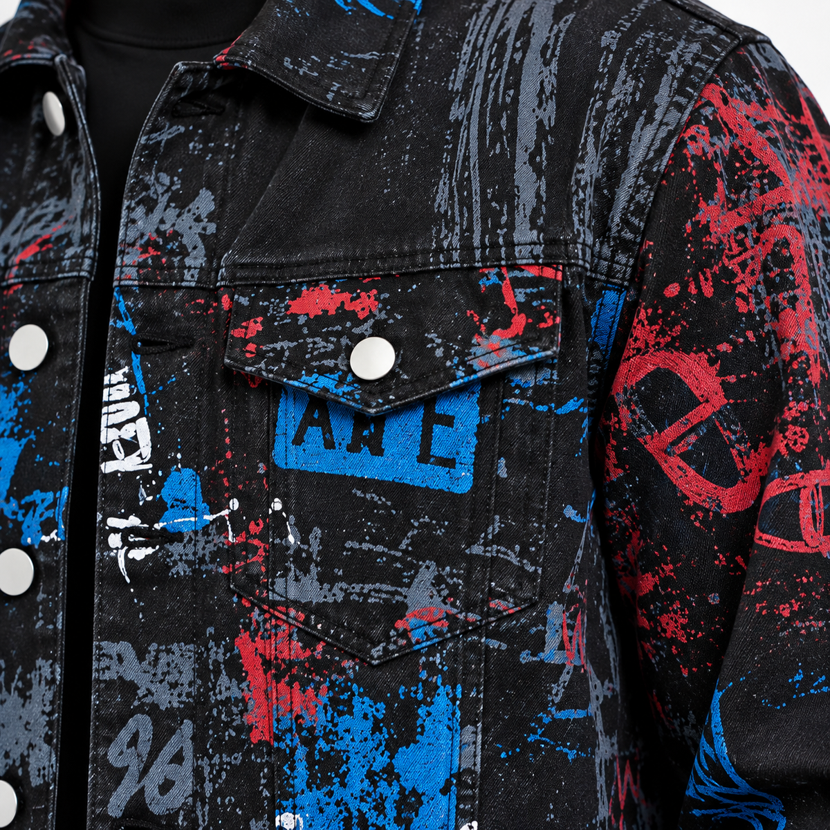 HME Men’s Icon Graphic Black Denim Trucker Jacket