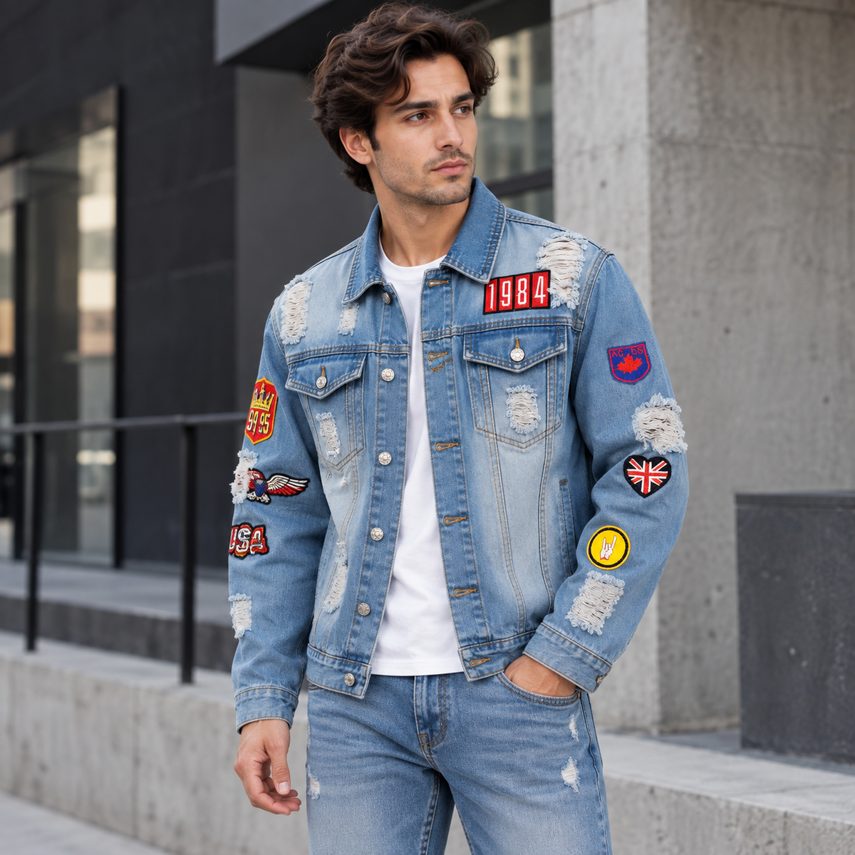 HME Men's Everyday Light Blue Denim Trucker Jacket
