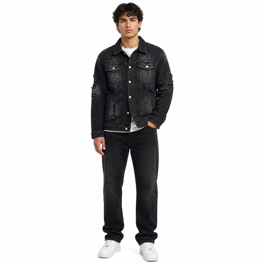 HME Men's Everyday Black Denim Trucker Jacket
