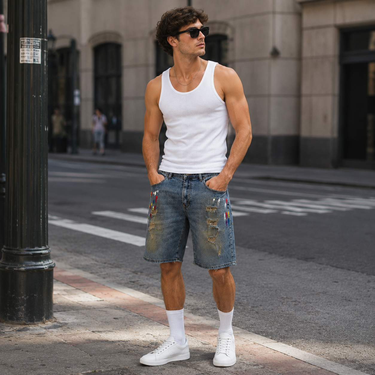 HME Men’s Luxe Light Wash Denim Shorts