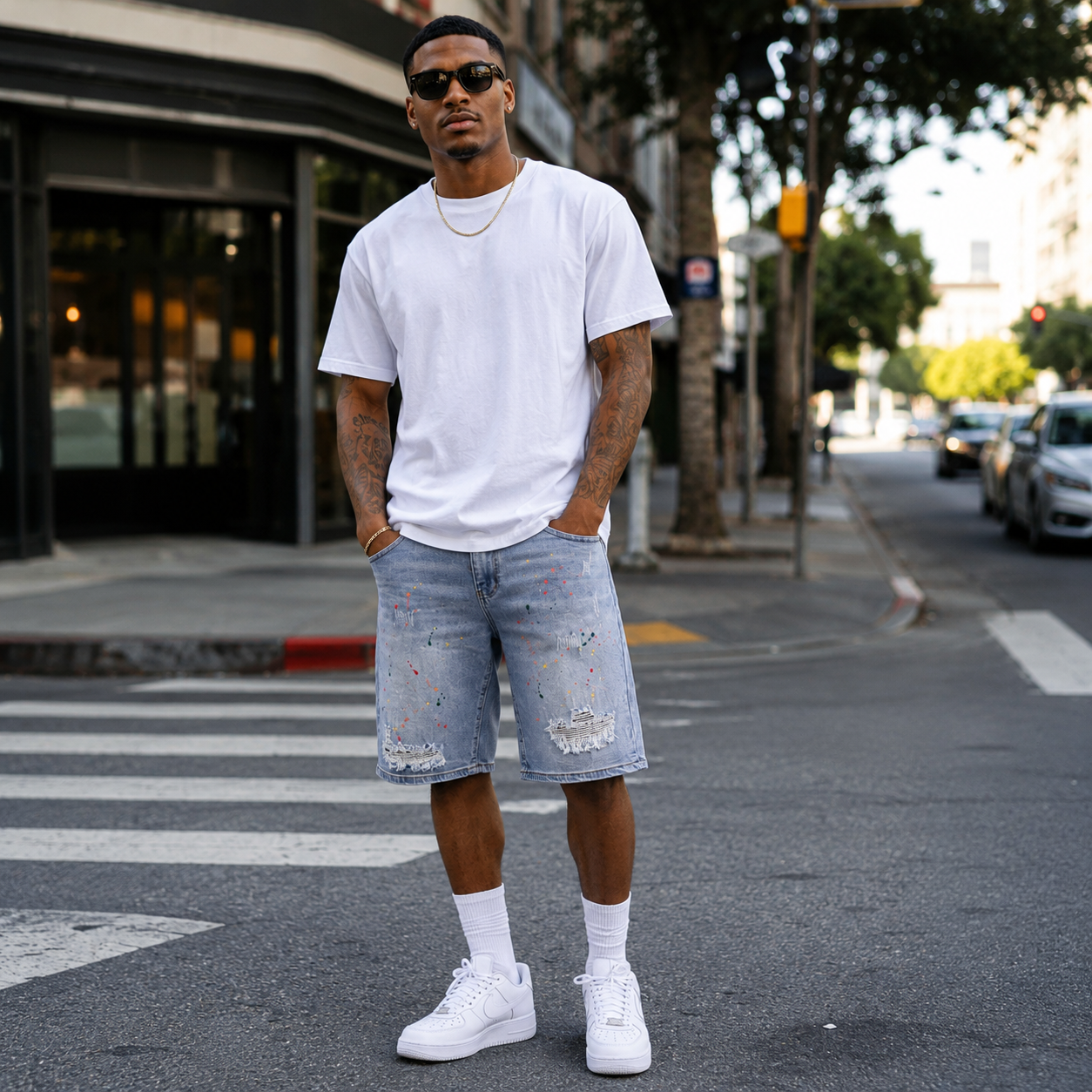 HME Men’s Icon Light Wash Denim Shorts