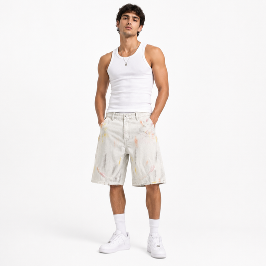 HME Men’s White Denim Shorts