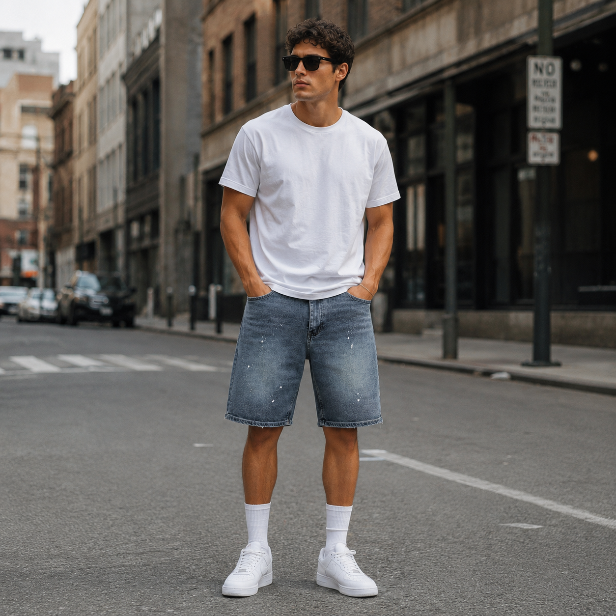 HME Men’s Classic Light Wash Denim Shorts