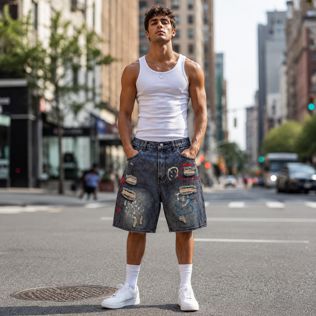 HME Men’s Premium Dark Wash Denim Shorts