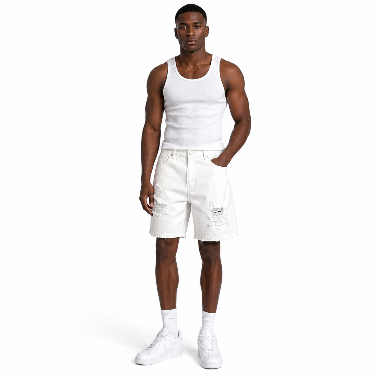 HME Men’s Light Wash Denim Shorts