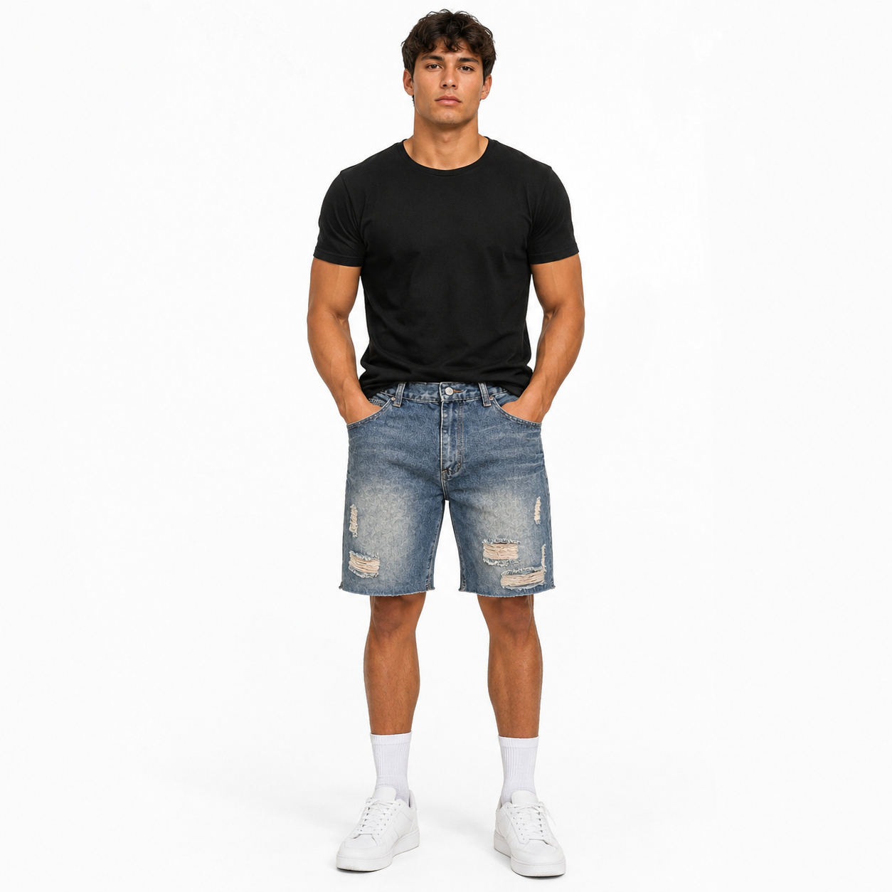 HME Men’s Modern Light Wash Denim Shorts